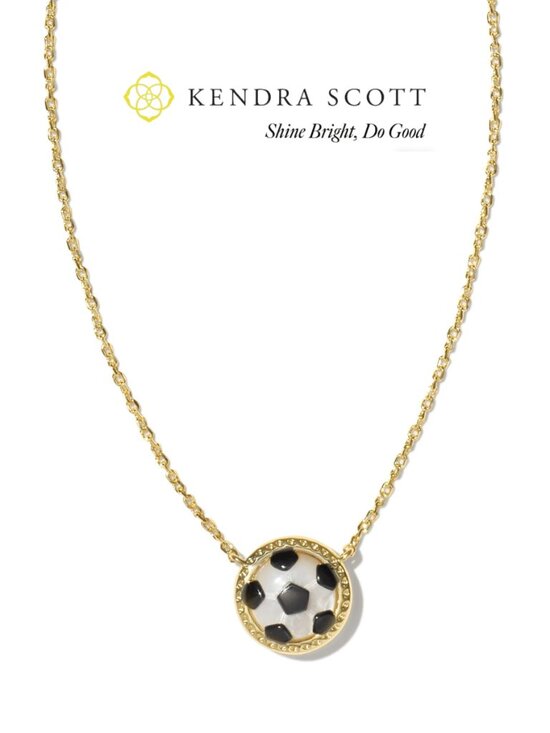Kendra Scott Jewelry - Soccer Gold Short Pendant Necklace in Ivory Mother-of-Pearl